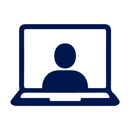 icon of a virtual session happening on a laptop
