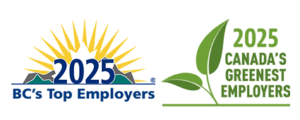 2025 BC Top Employer logo, 2025 Canada's Greenest Employer logo