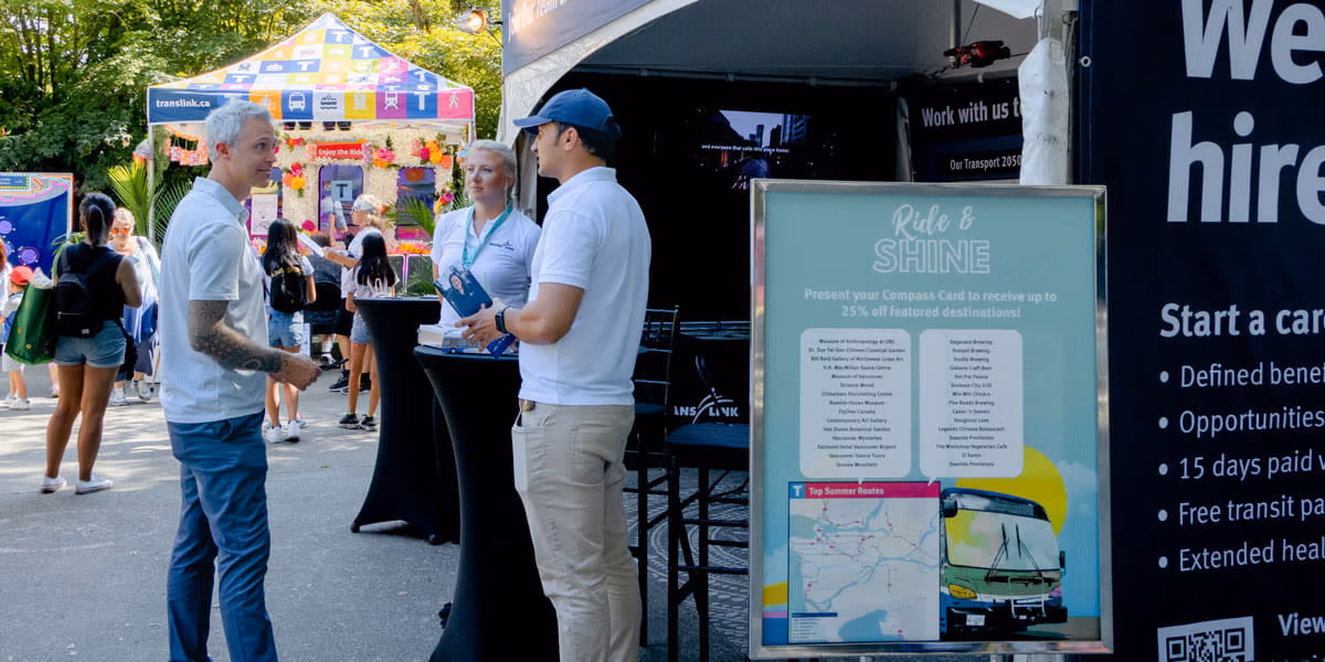 CEO Kevin Quinn visits TransLink recruitment booth at the PNE