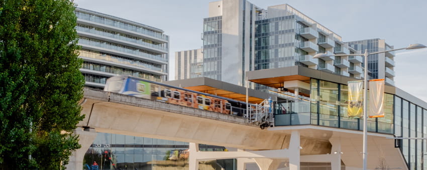 Train at new Canada Line Capstan Station