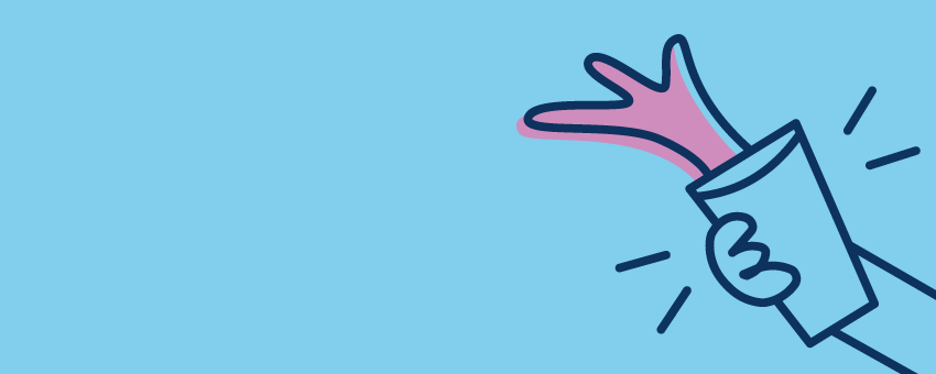 An illustration of  a coffee cup accidentally slipping from someone's grasp.